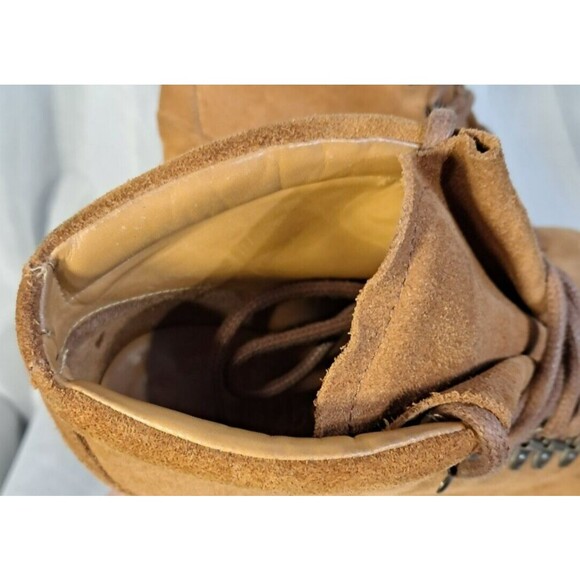 Polo Ralph Lauren Suede Helene Bootie Camel Sz 39 8.5  Platform Lug Chunky Heel - Picture 6 of 16